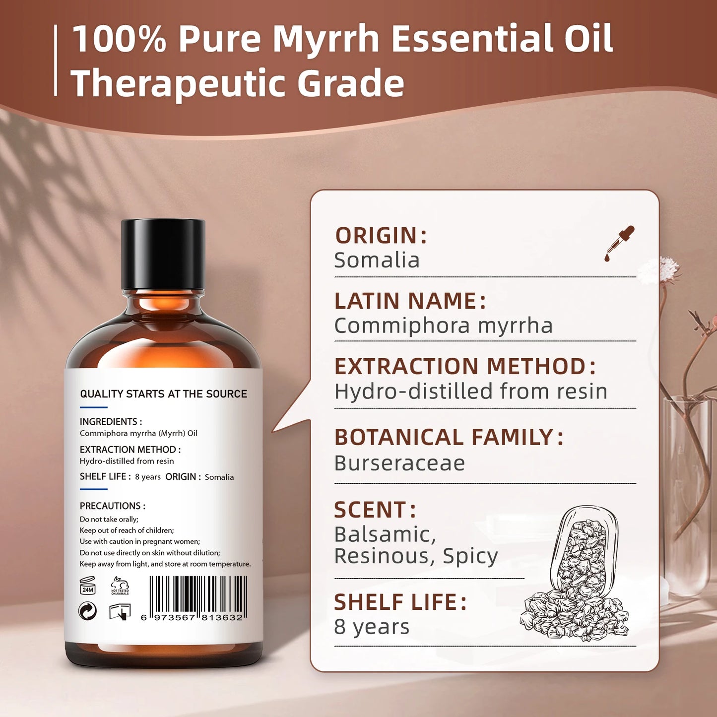 Hiqili 100% Pure Myrrh Essential Oil For Aromatherapy