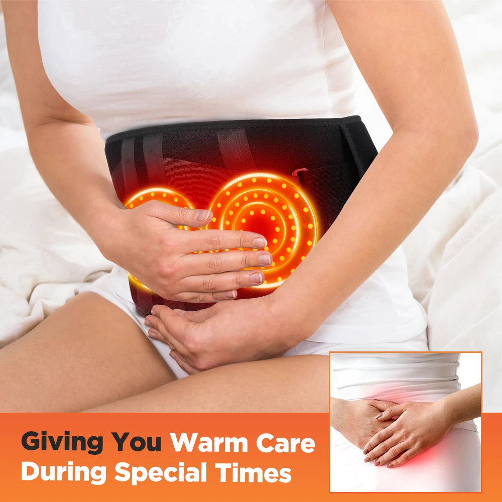 Hailicare Heating Vibration Massager Belt With Red Light Therapy For Waist