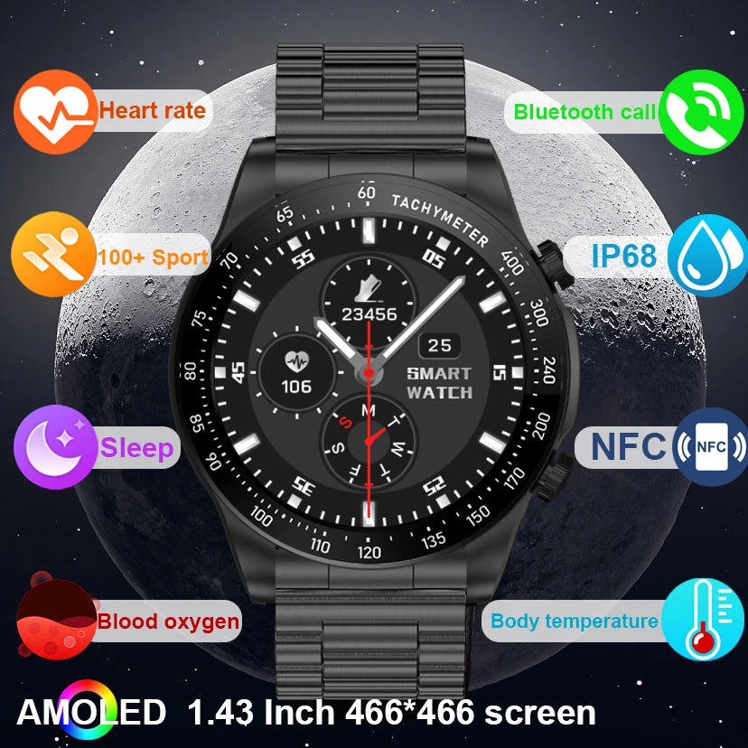 Smart Watch Men AMOLED Bluetooth Call Fitness Tracker